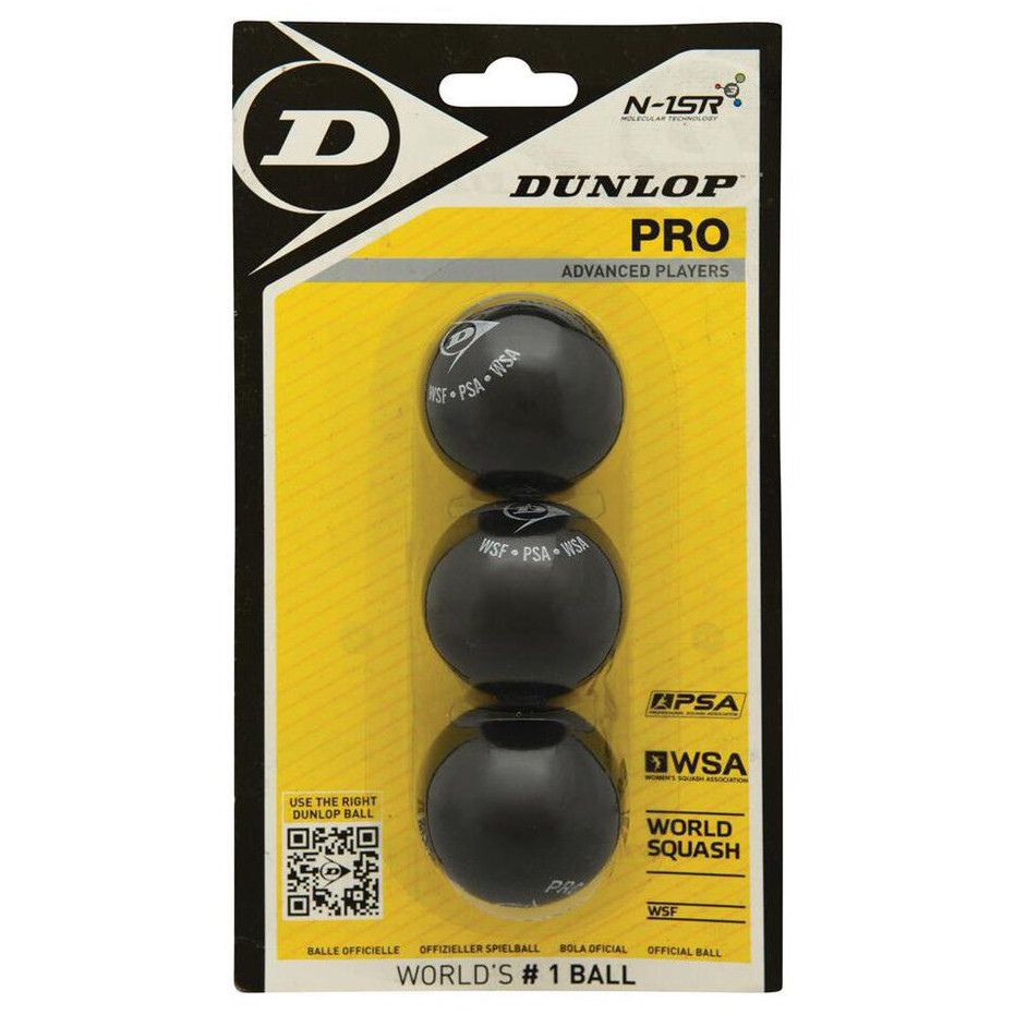Dunlop Pro Double Yellow Dot squash balls 3pcs. SQUASH \ Accessories