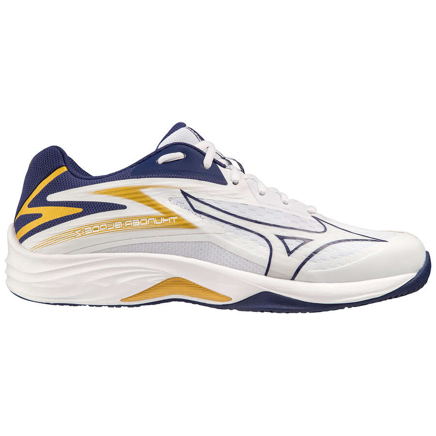 Mizuno WAVE MIRAGE 5 - Volleyball shoes - white/blue ribbon/gold/white 