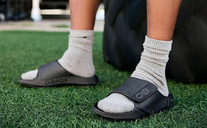 OOFOS OOahh Sport Flex Sandal Black Labyrinth | SHOES